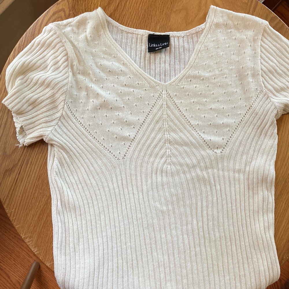 Links & Links cream sweater tee t-shirt knit classic prep luxe Paris girl